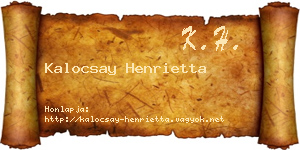 Kalocsay Henrietta névjegykártya